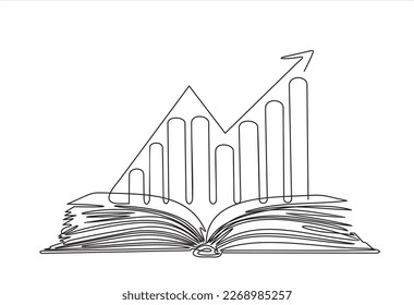 Continuous one single line drawing of Business Infographic With Open Book Learning Style