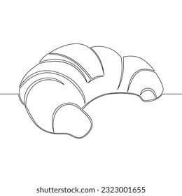 Continuous one single line drawing Croissant badge bakery icon vector illustration concept