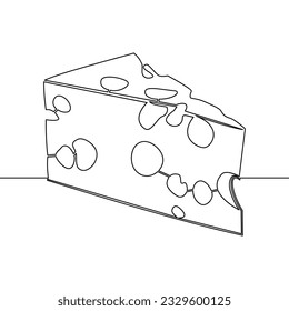 Continuous one single line drawing fresh delicious holed cheese icon vector illustration concept