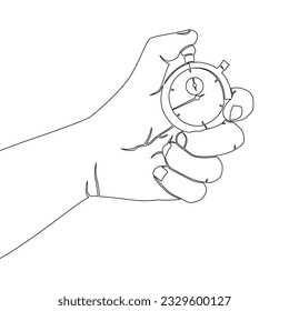 Continuous one single line drawing time management, stopwatch in hand icon vector illustration concept