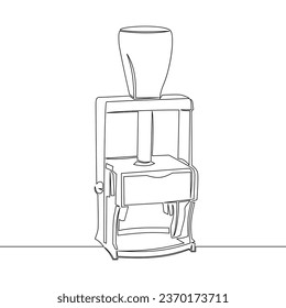 Continuous one single line drawing Business rubber Stamp isolated icon vector illustration concept