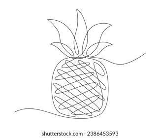 Dibujo continuo de una sola línea de un concepto de ilustración vectorial de ícono de fruto de piña