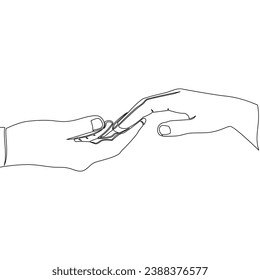Continuous one single line drawing hands of lovers holding each other icon vector illustration concept