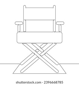 Continuous one single line drawing Movie director chair silhouette icon vector illustration concept