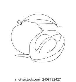 Continuous one single line drawing of plum fruit icon vector illustration concept