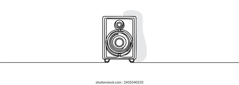 continuous one single line drawing icon of music column in silhouette sketch on white background