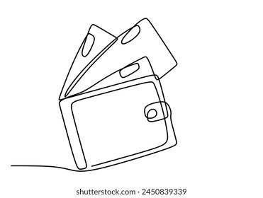 Continuous one single line drawing Credit Debit Cards