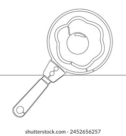 Continuous one single line drawing frying egg on the frying pan icon vector illustration concept