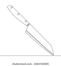 Continuous one single line drawing Kitchen knife icon vector illustration concept