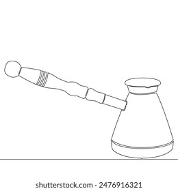 Continuous one single line drawing Cezve. Turkish coffee. Coffee shop design. Cafe and restaurant icon vector illustration concept