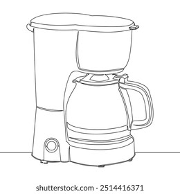 Continuous one single line drawing Drip Coffee Maker Line art coffee equipment icon vector illustration concept