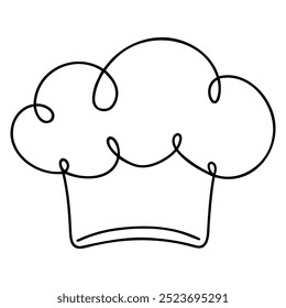 Continuous one single line drawing of chef hat or cap . Menu food design. Illustration with quote template. Can used for menu restaurant sketch