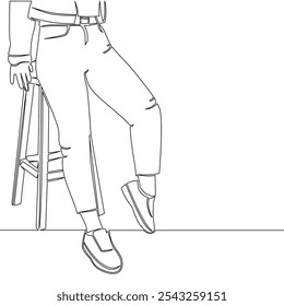 Continuous one single line drawing woman advertising image of human legs in jeans and shoes icon vector illustration concept