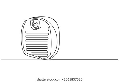 Continuous one single line drawing Portable electric air heater heating icon, Portable electric air heater continuous line drawing. One line art of home appliance