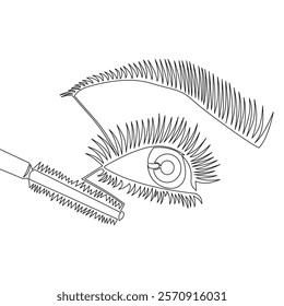 Continuous one single line drawing eye makeup close-up icon vector illustration concept