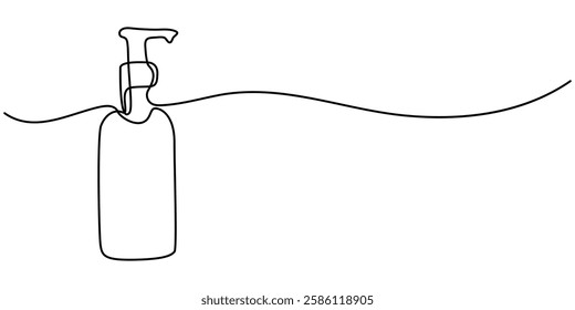 Continuous one single line drawing tube of cream. moisture Sunscreen icon vector illustration concept, Continuous one line drawing of cosmetics bottle packaging set. Cosmetic bottles single line.