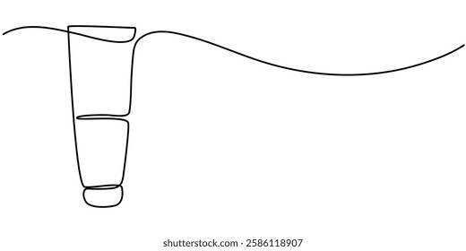 Continuous one single line drawing tube of cream. moisture Sunscreen icon vector illustration concept, Continuous one line drawing of cosmetics bottle packaging set. Cosmetic bottles single line.