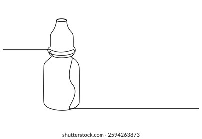 continuous one single line drawing icon of bottles with liquid ,Eye Drops one line drawing