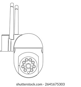 Continuous one single line drawing IP Security Camera Modern Surveillance and Smart Home Protection icon vector illustration concept