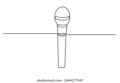 Desenho contínuo de uma única linha Microfone retrô e dispositivo de alto-falante de fone de ouvido. Ilustração de vetor gráfico de design de desenho de linha contínua.  Traçado editável.