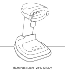 Continuous one single line drawing Professional Barcode QR Code Scanner Fast and Accurate Scanning Solution icon vector illustration concept