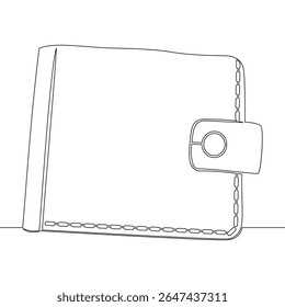 Continuous one single line drawing Elegant Men's Leather Wallet Classic Style and Functionality icon vector illustration concept