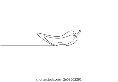 Continuous one single line drawing of hot chili pepper vector illustration. Editable outline
