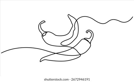 Continuous one single line drawing of hot chili vector design illustration. Continuous one line drawing of red chili pepper line art vector sketch vector illustration design. one continuous line chili