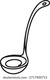 Concepto de Ilustración vectorial de iconos de herramientas de cocina, Cucharón de sopa, un dibujo de línea continua, Vector. dibujo de iconos de una línea
