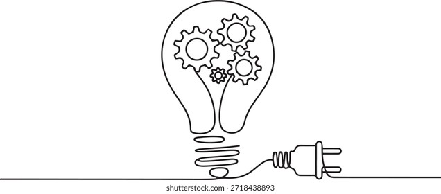 Continuous one single line drawing innovation Light bulb with gears inside and plug icon vector illustration concept. one line Icon drawing
- Powered by Shutterstock - Get 15% off with code: PIKWIZARD15