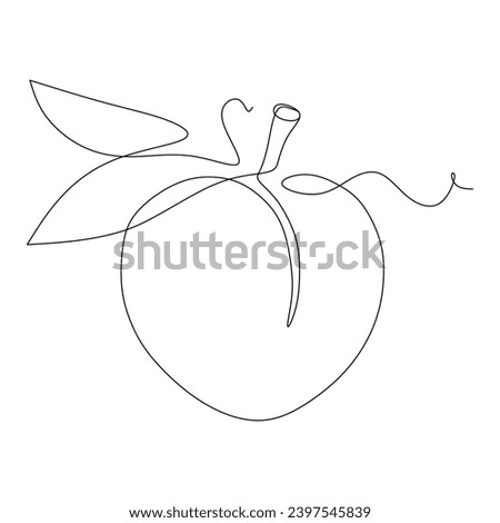 Continuous one single line drawing of peach fruit icon vector illustration concept