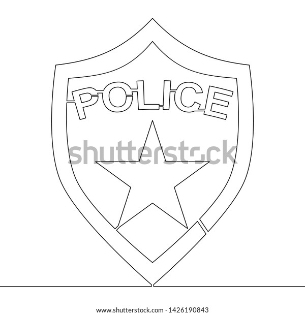 Continuous One Single Line Drawing Police Stock Vector (Royalty Free ...