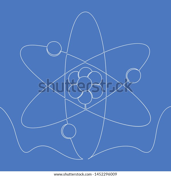 Continuous One Single Line Drawing Molecule Stock Vector Royalty