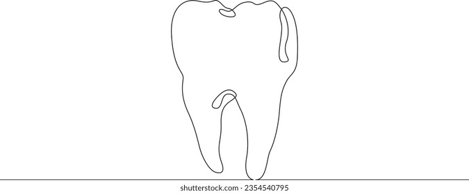 Kontinuierlich eine einzige Linie gezeichnet Tooth Logo.Dentistry.Der molare Zahn.