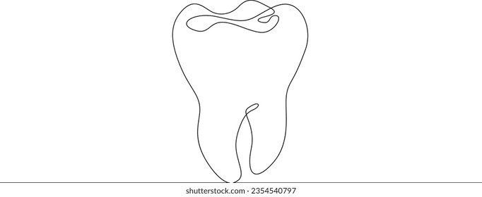 Continuous one single line drawn Tooth logo.Dentistry.The molar tooth.