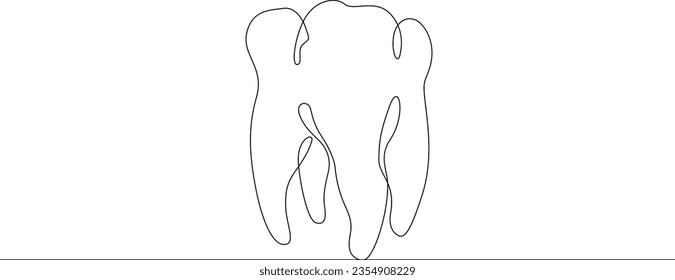 Continuous one single line drawn Tooth logo.Dentistry.The molar tooth.