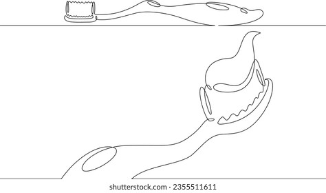 Pincel de dientes de una sola línea continua.Odontología. Higiene. Dientes.