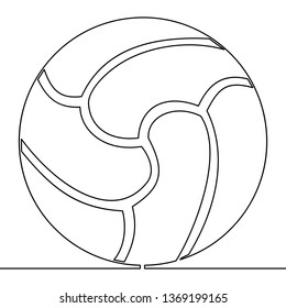 Continuous one single line football ball sport vector illustration concept