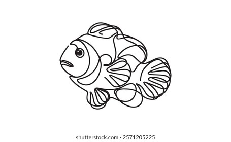 Continuous one single minimal line drawing goldfish