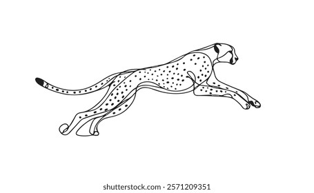 Continuous one single minimal line drawing Cheetah