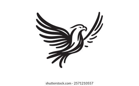 Continuous one single minimal line drawing Eagle