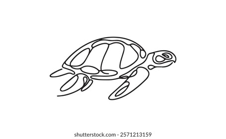 Continuous one single minimal line drawing Turtle