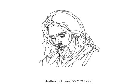 Continuous one single minimal line drawing jeus 