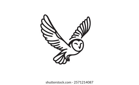 Continuous one single minimal line drawing owl 