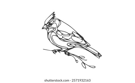 Continuous one single minimal line drawing Sparrow 