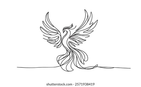 Continuous one single minimal line drawing bird 