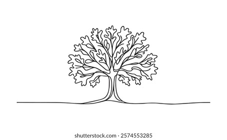 Continuous one single minimal line drawing Dead Tree