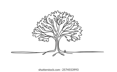 Continuous one single minimal line drawing Dead Tree