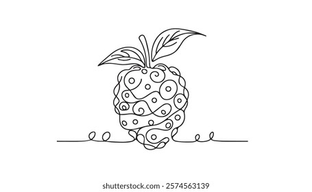 Continuous one single minimal line drawing custard apple
