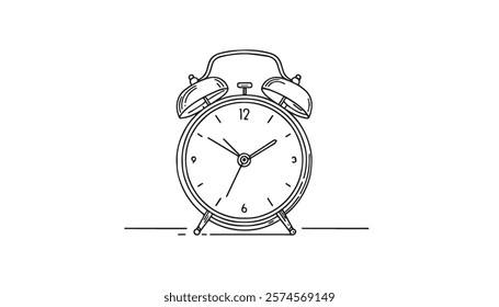 Continuous one single minimal line drawing Alarm Clock